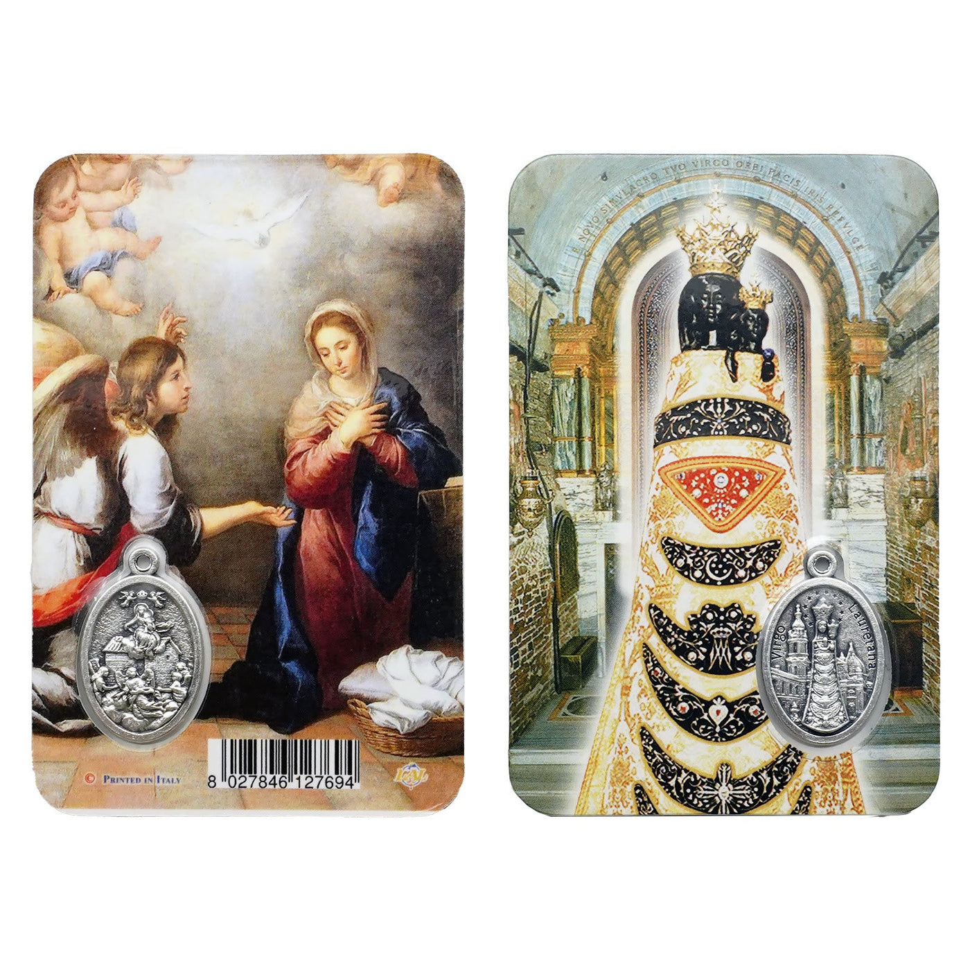 Christianartworkshop Premium Cardstock Double - Sided Saint Cards with Crucifix & Medal