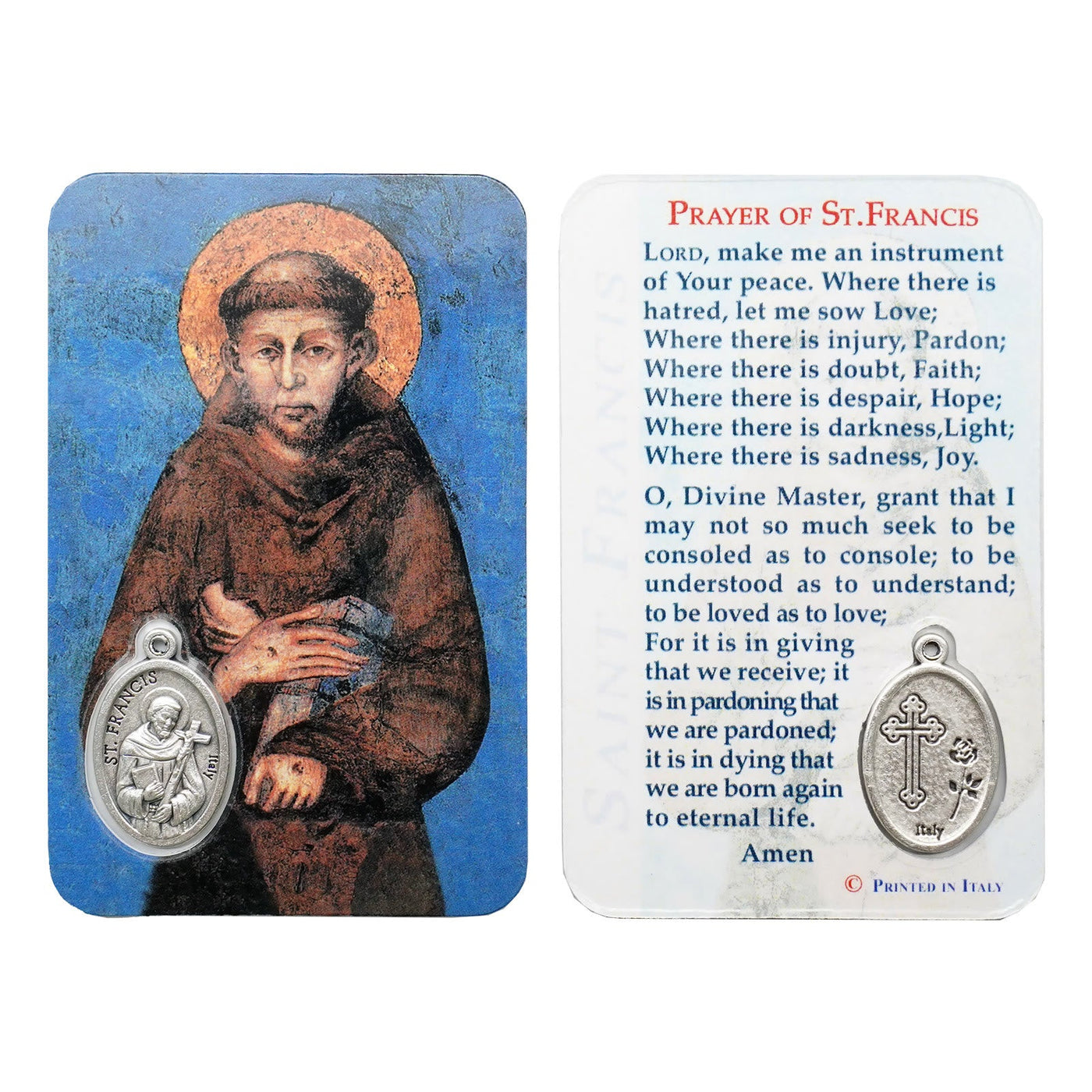 Christianartworkshop Premium Cardstock Double - Sided Saint Cards with Crucifix & Medal