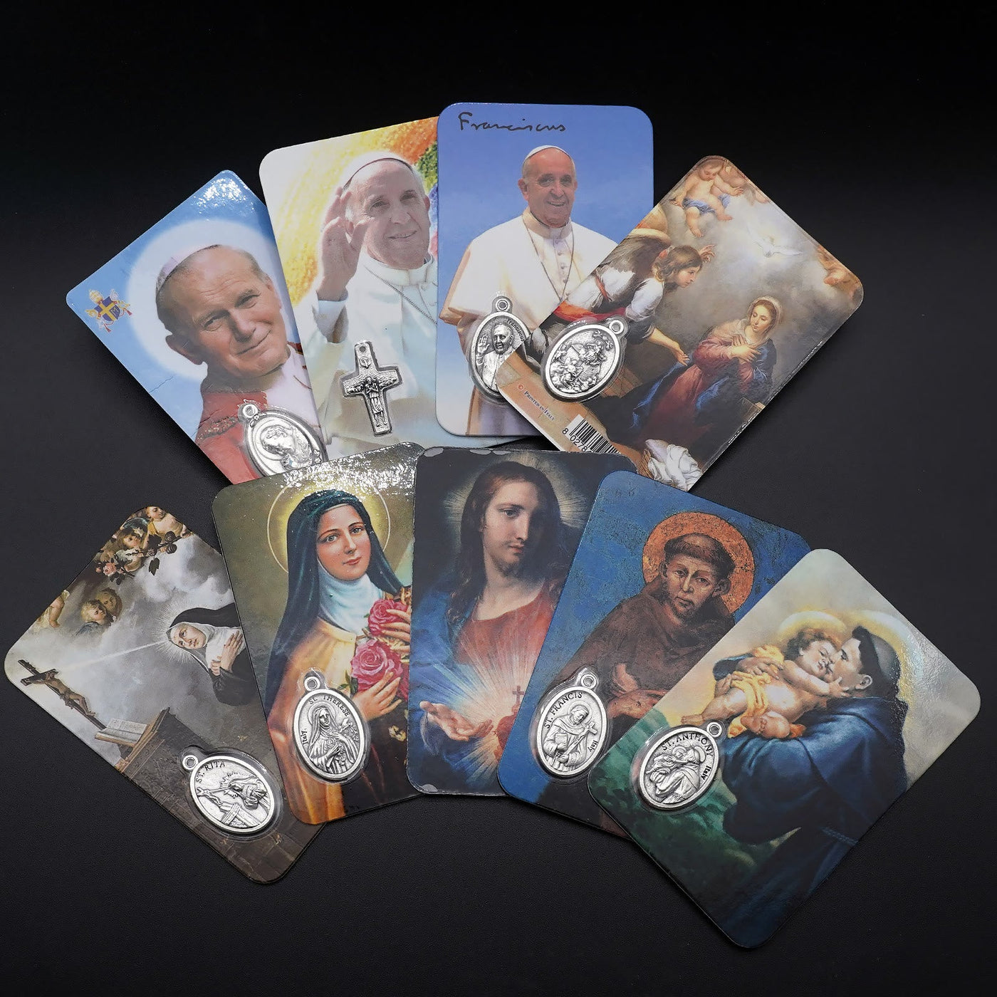 Christianartworkshop Premium Cardstock Double - Sided Saint Cards with Crucifix & Medal