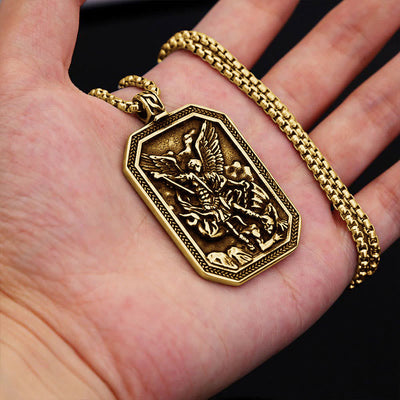 FREE Today: Classic Style St. Michael the Archangel Protection Stainless Steel Pendant Necklace