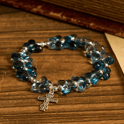 Christianartworkshop Wings of Devotion Shimmering Blue Butterfly Prayer Bracelet, Animal Rosary