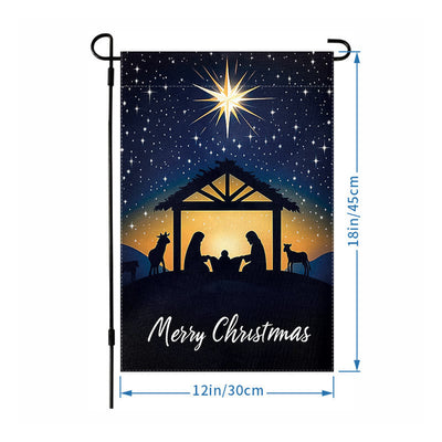 Christianartworkshop Bethlehem Star & Holy Family Christmas Garden Flag: Merry Christmas Display