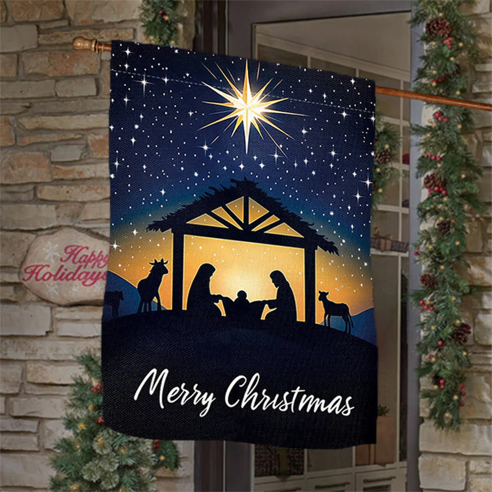 Christianartworkshop Bethlehem Star & Holy Family Christmas Garden Flag: Merry Christmas Display
