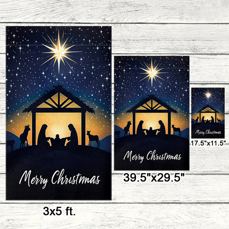 Christianartworkshop Bethlehem Star & Holy Family Christmas Garden Flag: Merry Christmas Display