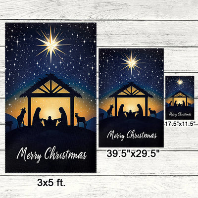 Christianartworkshop Bethlehem Star & Holy Family Christmas Garden Flag: Merry Christmas Display