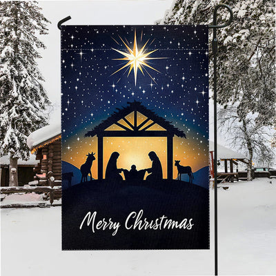 Christianartworkshop Bethlehem Star & Holy Family Christmas Garden Flag: Merry Christmas Display