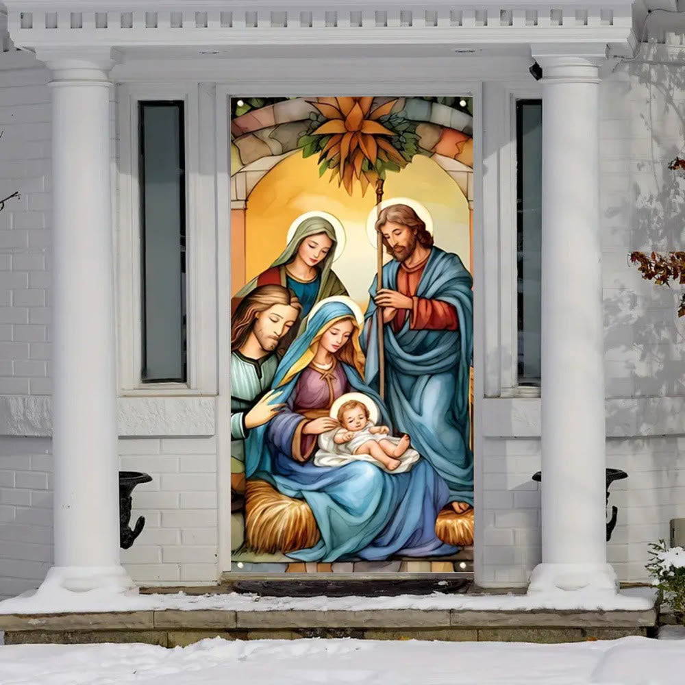 Christianartworkshop Vibrant Sacred Holy Family Door Curtain with Nativity Scene: Share Holiday Faith