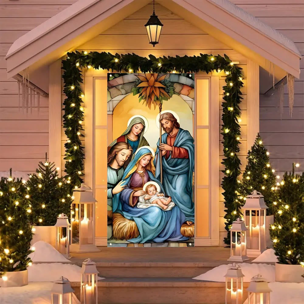 Christianartworkshop Vibrant Sacred Holy Family Door Curtain with Nativity Scene: Share Holiday Faith