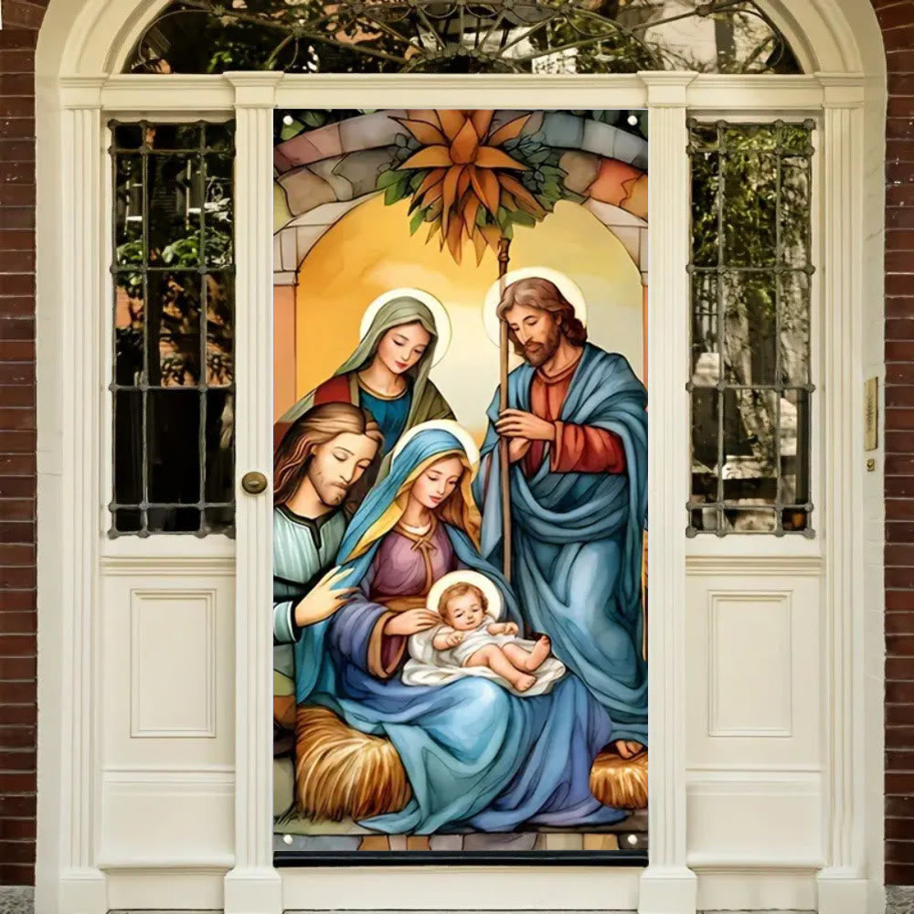 Christianartworkshop Vibrant Sacred Holy Family Door Curtain with Nativity Scene: Share Holiday Faith