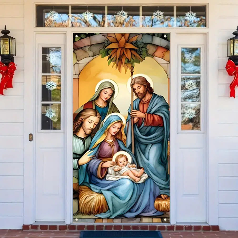 Christianartworkshop Vibrant Sacred Holy Family Door Curtain with Nativity Scene: Share Holiday Faith