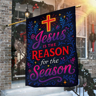 Christianartworkshop Vibrant Lettering Jesus is the Reason Cross Garden Flag