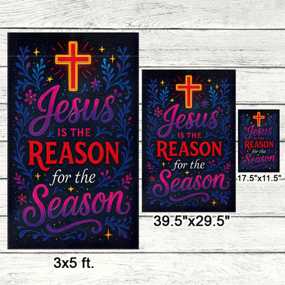 Christianartworkshop Vibrant Lettering Jesus is the Reason Cross Garden Flag