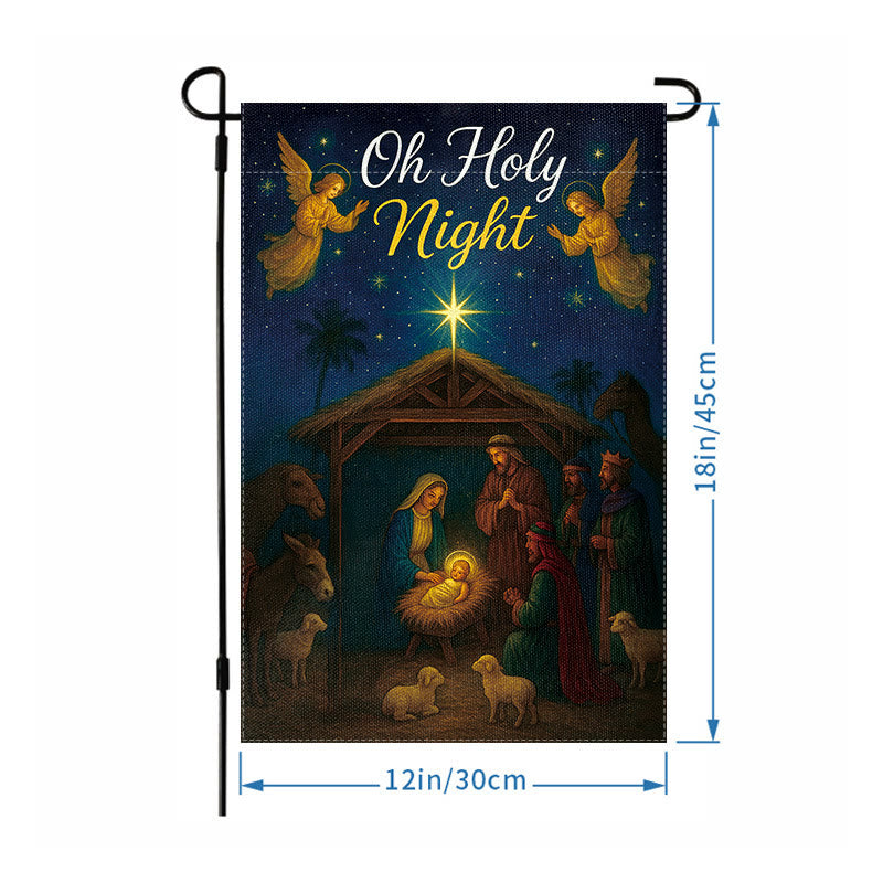 Christianartworkshop Oh Holy Night Nativity Garden Flag with Angels & Star: Christmas Faith Decor