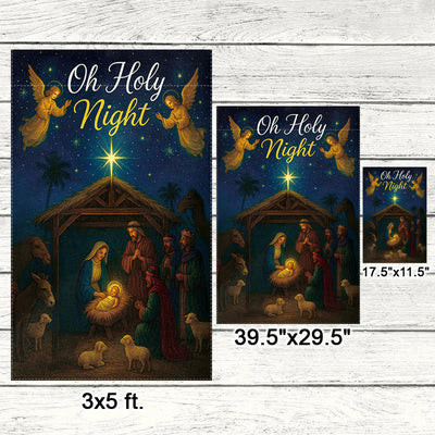 Christianartworkshop Oh Holy Night Nativity Garden Flag with Angels & Star: Christmas Faith Decor