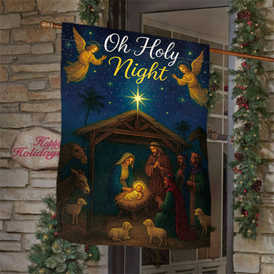 Christianartworkshop Oh Holy Night Nativity Garden Flag with Angels & Star: Christmas Faith Decor