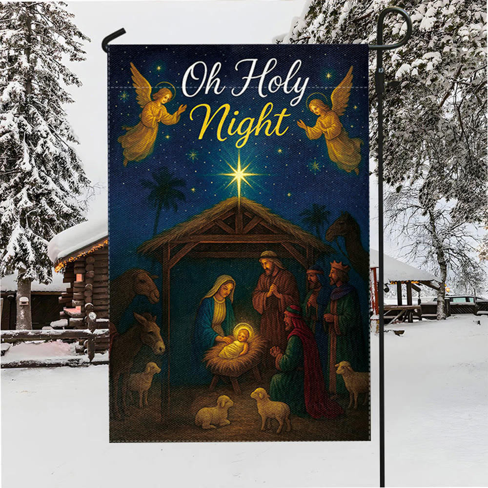 Christianartworkshop Oh Holy Night Nativity Garden Flag with Angels & Star: Christmas Faith Decor