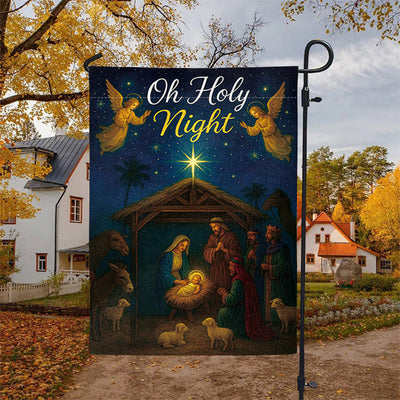 Christianartworkshop Oh Holy Night Nativity Garden Flag with Angels & Star: Christmas Faith Decor