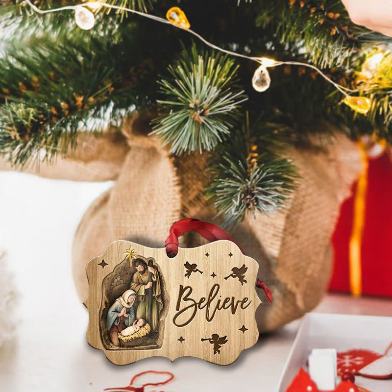 Christianartworkshop Acrylic Signs Nativity Christmas Hanging Ornaments B