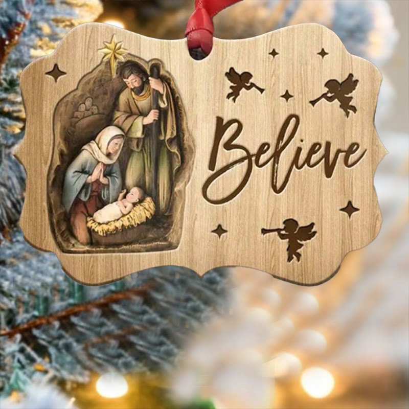 Christianartworkshop Acrylic Signs Nativity Christmas Hanging Ornaments B