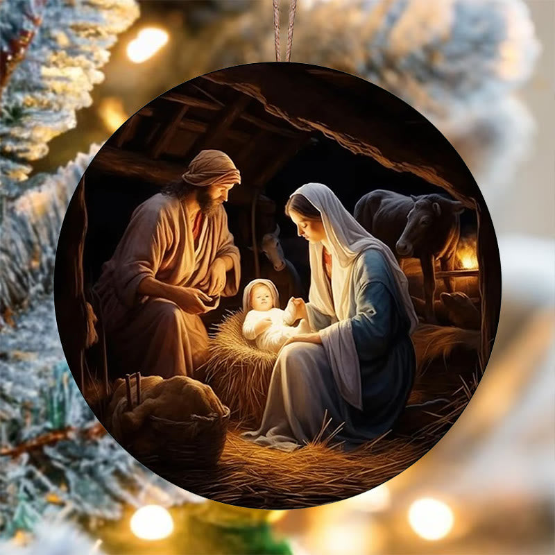 Christianartworkshop Realistic Styles Jesus Born Christmas Hanging Ornaments B