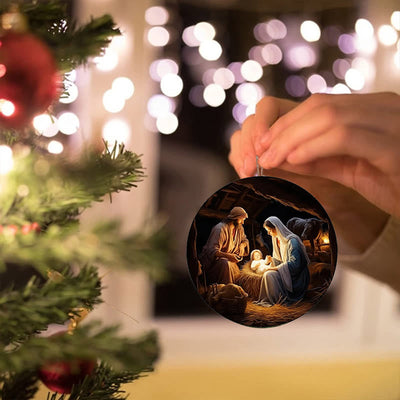 Christianartworkshop Realistic Styles Jesus Born Christmas Hanging Ornaments B