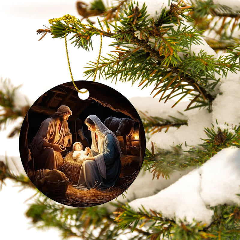 Christianartworkshop Realistic Styles Jesus Born Christmas Hanging Ornaments B