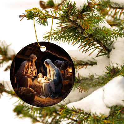 Christianartworkshop Realistic Styles Jesus Born Christmas Hanging Ornaments B
