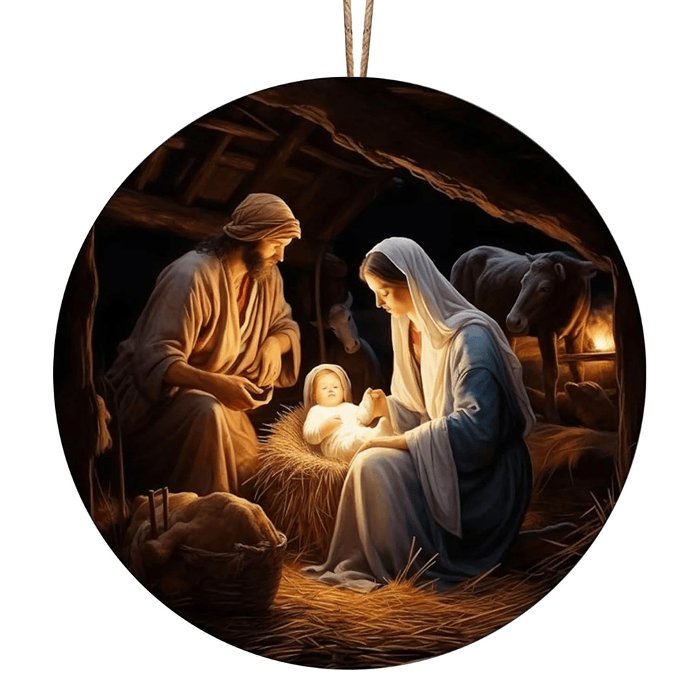 Christianartworkshop Realistic Styles Jesus Born Christmas Hanging Ornaments B