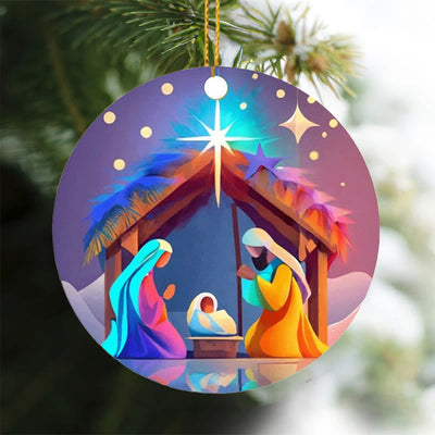 Christianartworkshop Abstract Cartoon Style Nativity Blessing Christmas Hanging Ornaments C