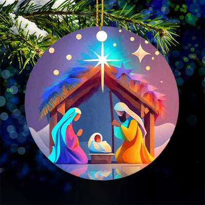 Christianartworkshop Abstract Cartoon Style Nativity Blessing Christmas Hanging Ornaments C