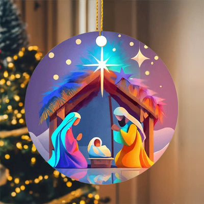 Christianartworkshop Abstract Cartoon Style Nativity Blessing Christmas Hanging Ornaments C