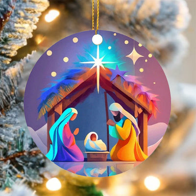 Christianartworkshop Abstract Cartoon Style Nativity Blessing Christmas Hanging Ornaments C