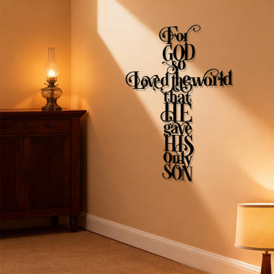 Christianartworkshop John 3:16 For God So Loved The World Cross Metal Wall Decor