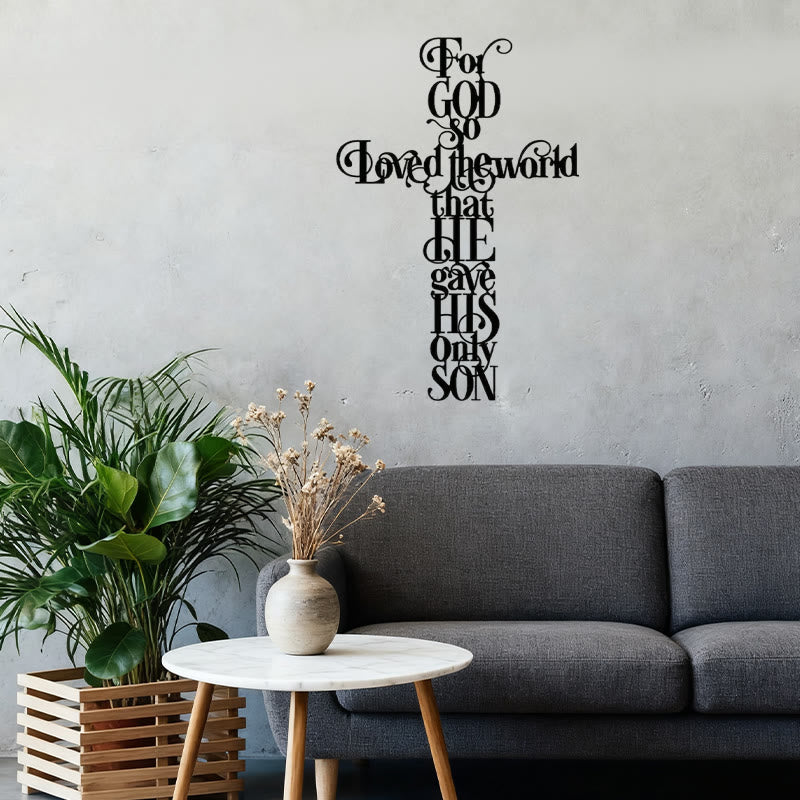 Christianartworkshop John 3:16 For God So Loved The World Cross Metal Wall Decor