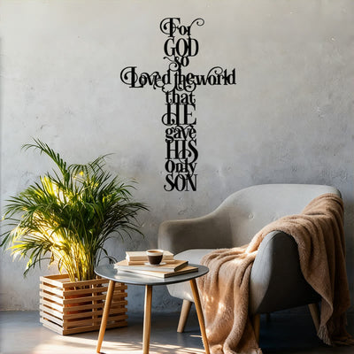 Christianartworkshop John 3:16 For God So Loved The World Cross Metal Wall Decor