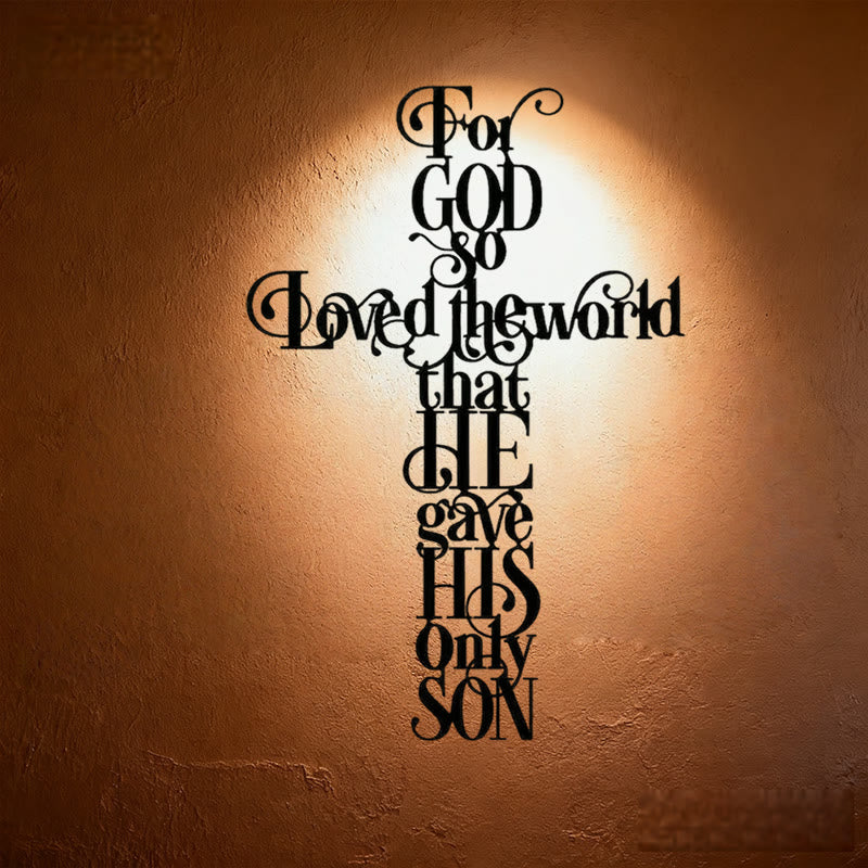 Christianartworkshop John 3:16 For God So Loved The World Cross Metal Wall Decor