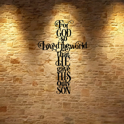 Christianartworkshop John 3:16 For God So Loved The World Cross Metal Wall Decor