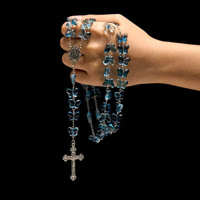 Christianartworkshop Wings of Devotion Shimmering Blue Butterfly Prayer Bracelet, Animal Rosary