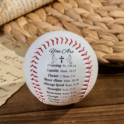 Christianartworkshop Scripture - Engraved Softball: Faith - Centered Design with Red Stitching