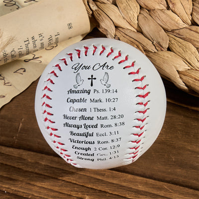 Christianartworkshop Scripture - Engraved Softball: Faith - Centered Design with Red Stitching