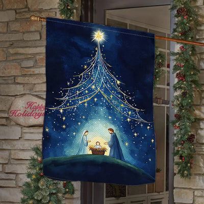Christianartworkshop Holy Night Nativity Garden Flag: Starry Tree & Bethlehem Star Decor
