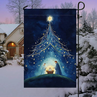 Christianartworkshop Holy Night Nativity Garden Flag: Starry Tree & Bethlehem Star Decor