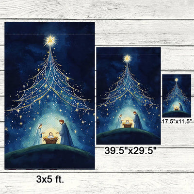 Christianartworkshop Holy Night Nativity Garden Flag: Starry Tree & Bethlehem Star Decor