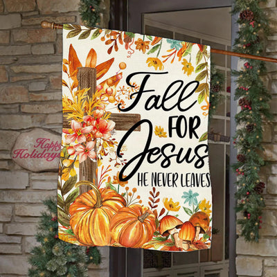 Christianartworkshop Fall for Jesus Autumn Garden Flag with Red Cardinals & Pumpkins