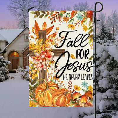 Christianartworkshop Fall for Jesus Autumn Garden Flag with Red Cardinals & Pumpkins