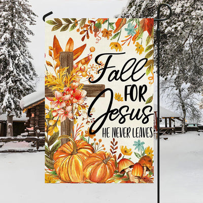Christianartworkshop Fall for Jesus Autumn Garden Flag with Red Cardinals & Pumpkins