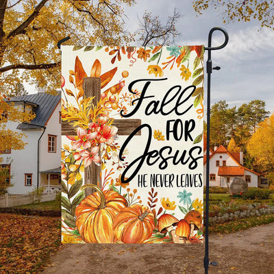 Christianartworkshop Fall for Jesus Autumn Garden Flag with Red Cardinals & Pumpkins