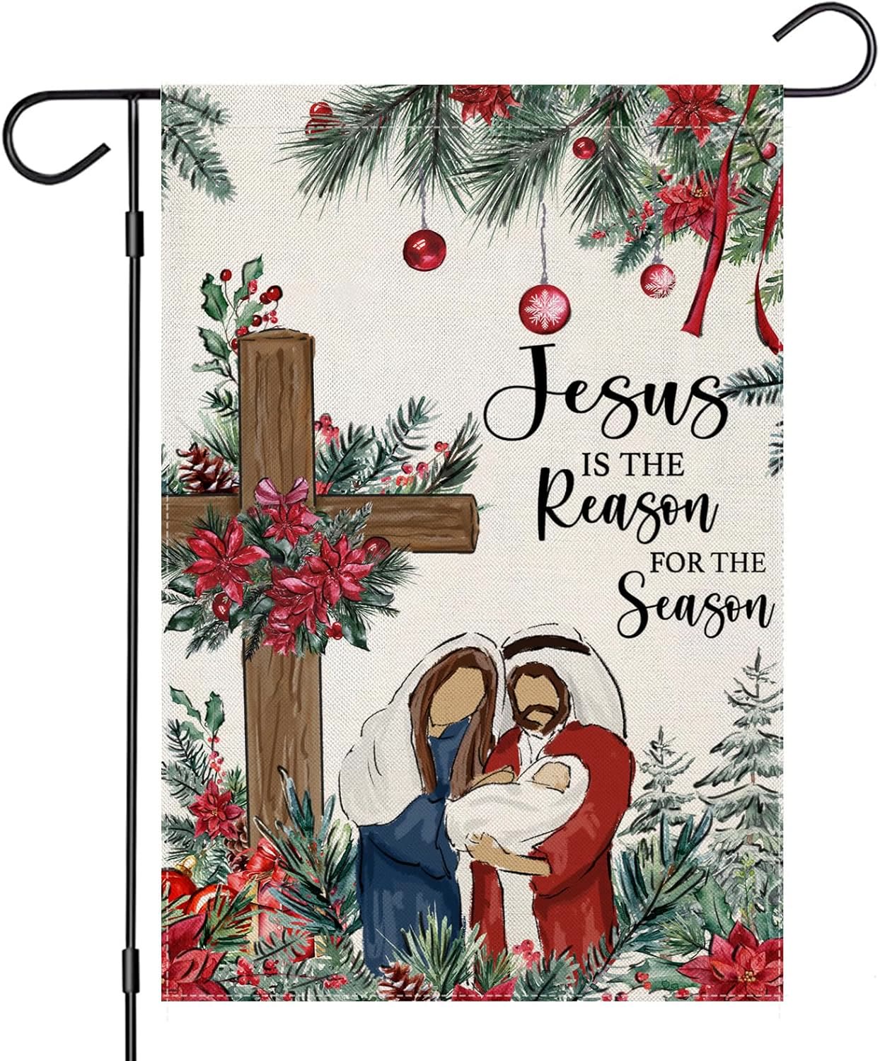 Christianartworkshop Jesus is the Reason Nativity Garden Flag: Christmas Faith Decor