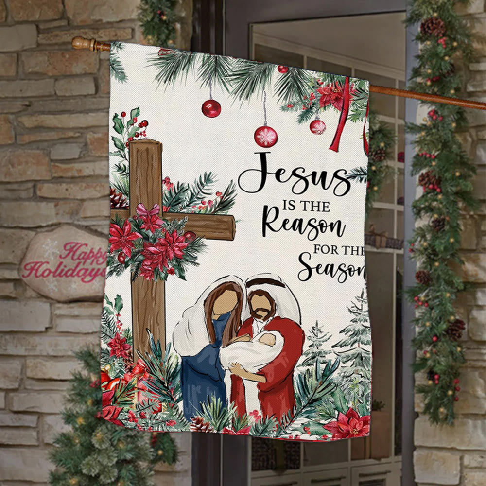 Christianartworkshop Jesus is the Reason Nativity Garden Flag: Christmas Faith Decor