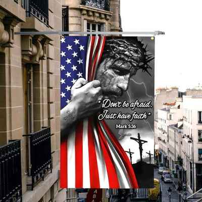 Christianartworkshop American Flag & Crucifixion Scene Garden Flag: Don’t Be Afraid Faith Decor